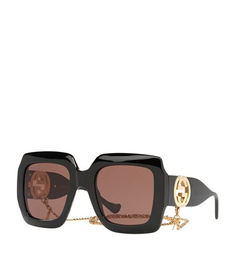 gucci big frame sunglasses|gucci rectangular sunglasses with chain.